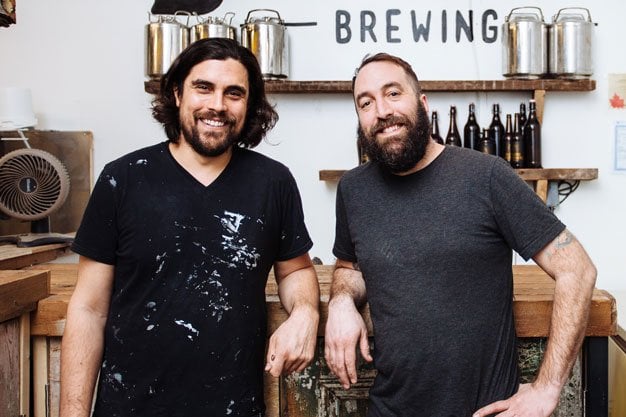 Brayden (right) and Dustin Jones craft unique brews at Blood Brothers.