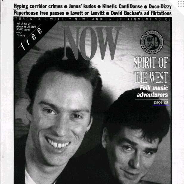 Revisit Nows Cover Story On Spirit Of The West From 1989 Now Magazine 