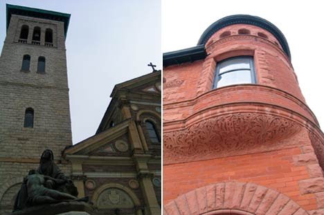 St. Paul's basilica (left) and Jarvis manse (right).