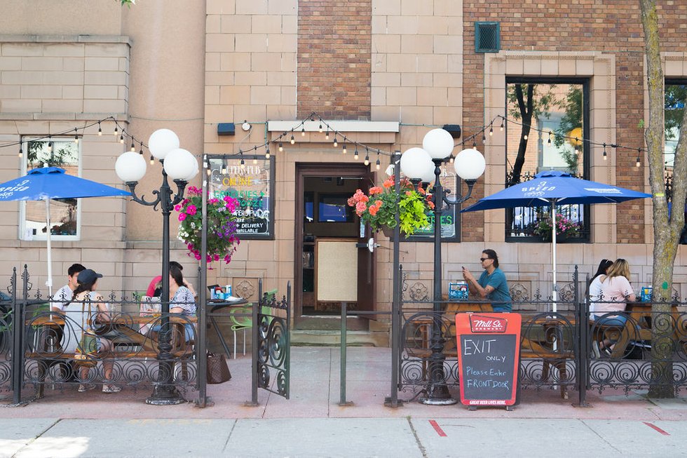 Pauper's Pub in the Annex's patio, reopend during coronavirus. Restaurant dining rooms will reopen when Toronto hits Stage 3.