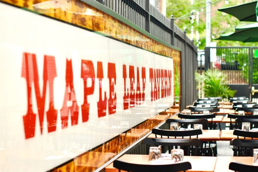 Maple Leaf Tavern patio in Toronto.