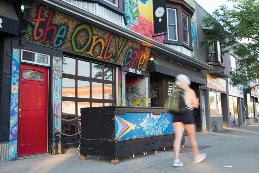 The Only Cafe front patio in Toronto.