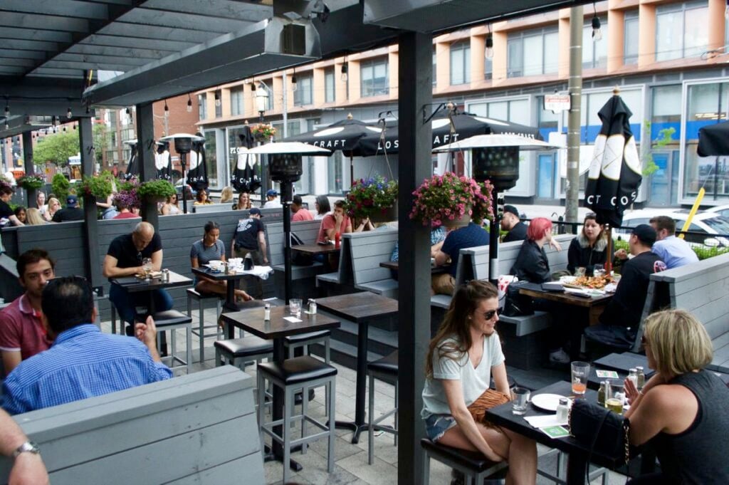 Score on King patio in Toronto