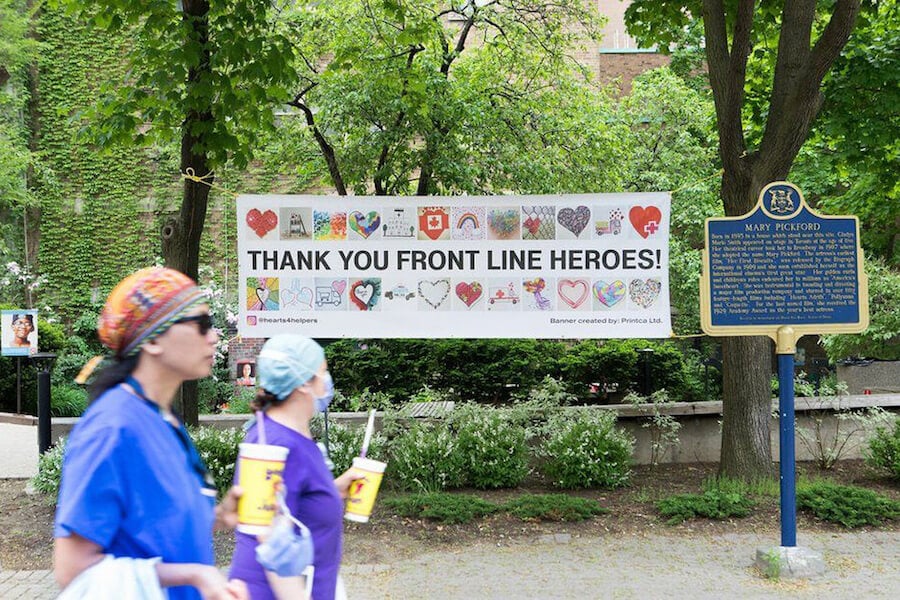 A photo of health-care workers in Toronto to accompany an article on feminist recovery plan from COVID-19.