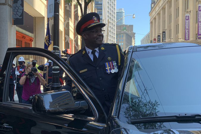 A photo of former Toronto police chief Mark Saunders, a member of Ontario's COVID-19 vaccine task force