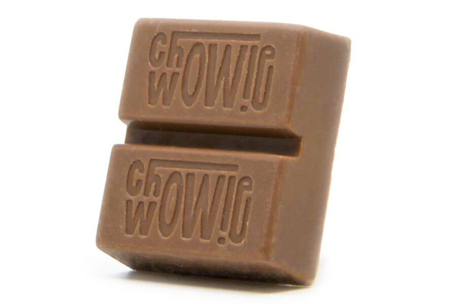 A photo of a Chowie Wowie chocolate edible