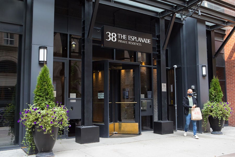 A photo of a condo entrance in Toronto at 38 Esplanade