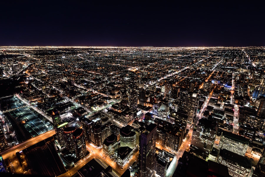 A photo of the Toronto skyline from the CN Tower