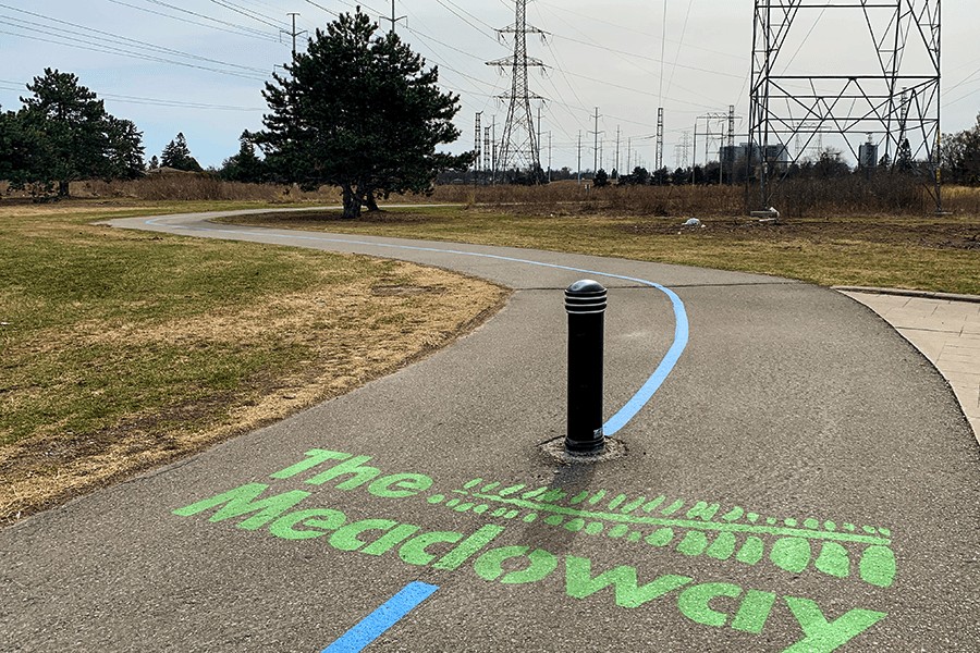 The Scarborough Hydro Corridor provides a nice break from cars and strip malls.