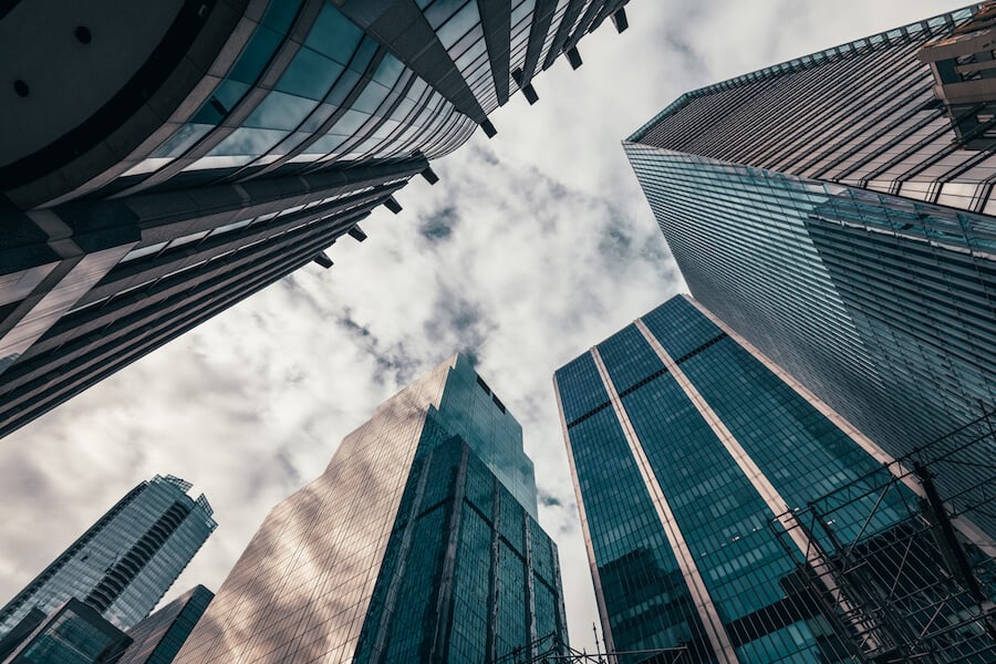 Tall office buildings in Toronto's financial district