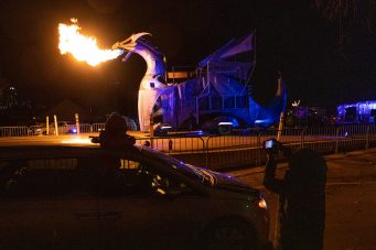 Fire-breathing dragon at Snow Magic