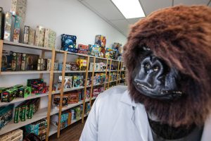 The old gorilla from Active Surplus welcoming you into the Gorilla Store on College.