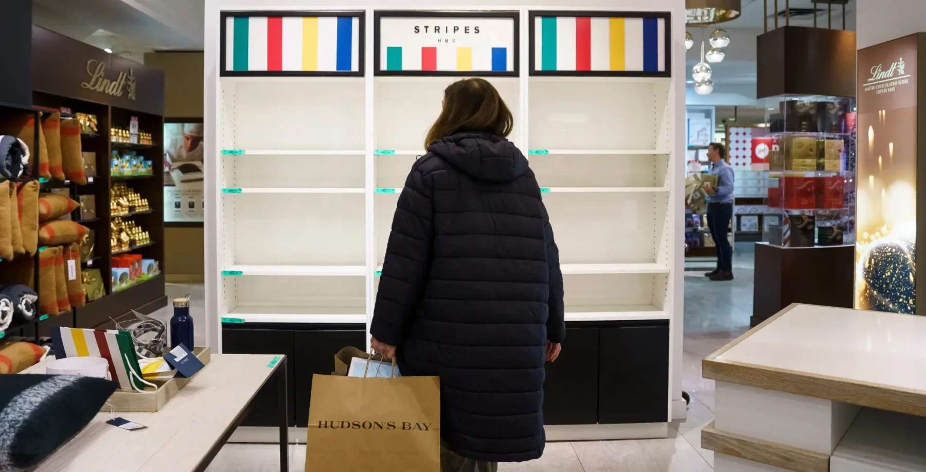 Shoppers browse a Hudson's Bay in Toronto.