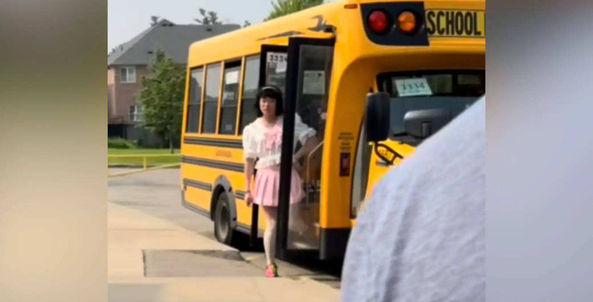 Vaughan school bus driver appearing to wear schoolgirl’s uniform and displaying ‘Lolita’s Line’ sign in window removed from route