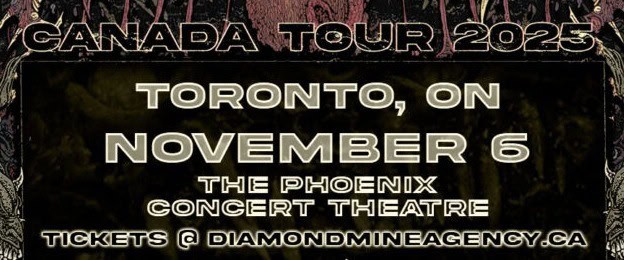 Vibrant promotional poster for Canada Tour 2025 concert in Toronto at The Phoenix Concert Theatre, showcasing event date, location, and ticket information.