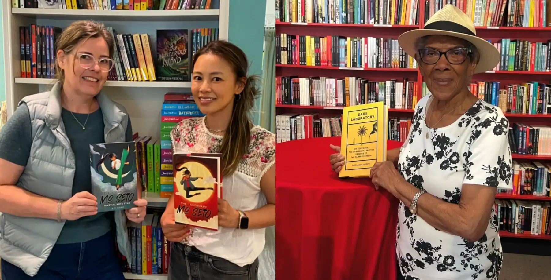 Children's martial arts book display at Toronto bookstore, diverse authors, engaging storytime event in a vibrant literary environment.