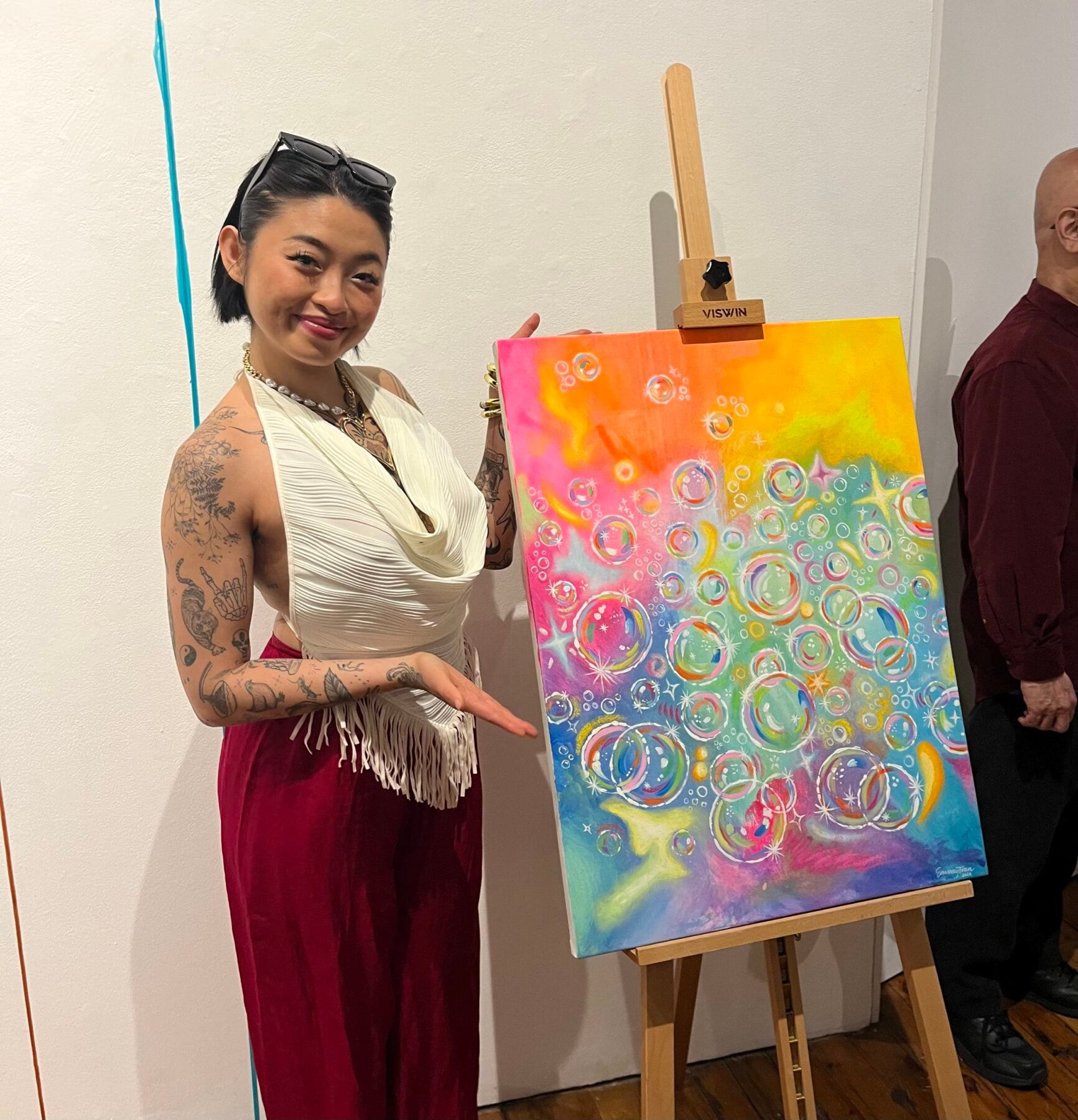 Vibrant abstract artwork with bubbles and bright colors at Toronto LGBTQ+ film festival.