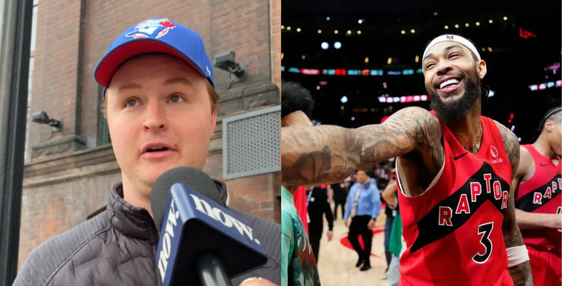 Image of Raptors players and fans, highlighting Toronto sports enthusiasm and team spirit.