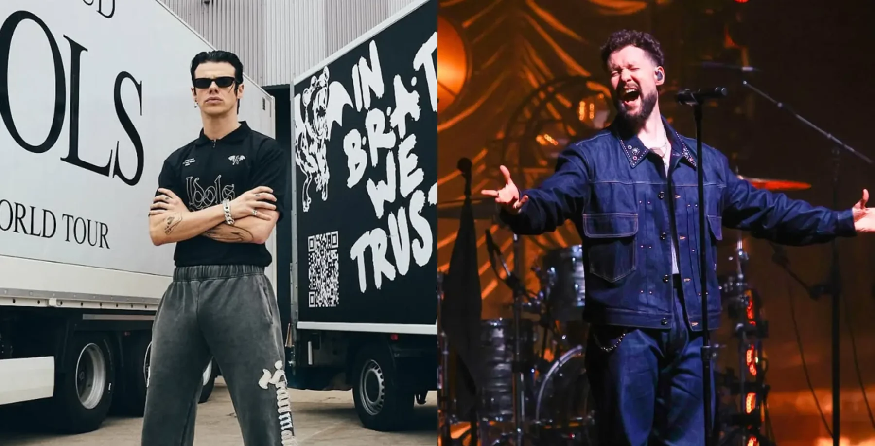 An image of a male singer performing live on stage in Toronto, with vibrant lighting and energetic atmosphere, highlighting upcoming concerts from Demi Lovato to Lewis Capaldi during April 20-26.