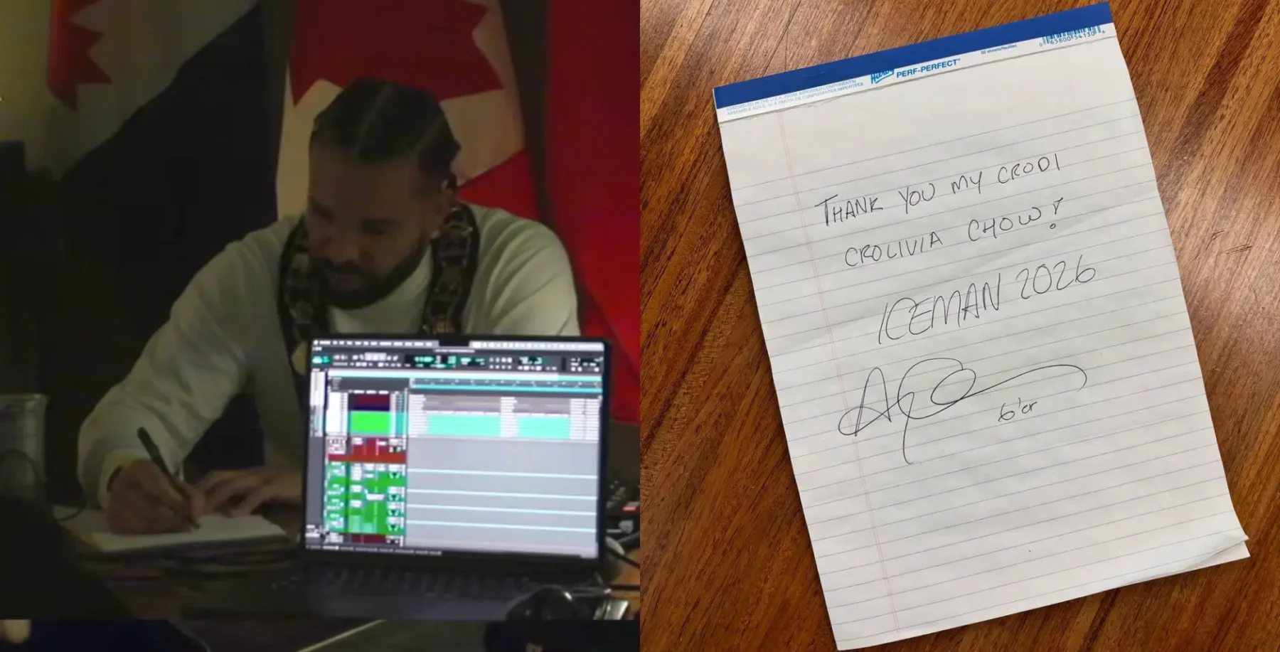 An image of a music producer working on a digital audio workstation with a laptop, headphones, and a notebook, highlighting music production and audio editing skills.