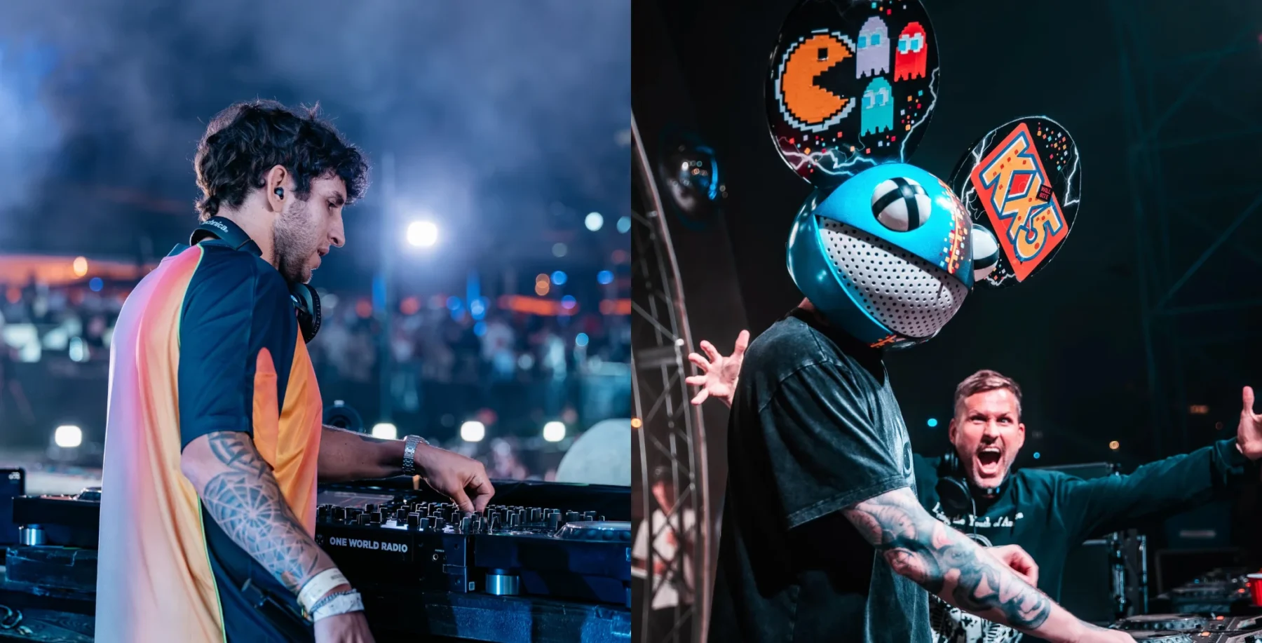DJ performing at Veld Music Festival in Toronto with vibrant stage lights and energetic crowd in the background.