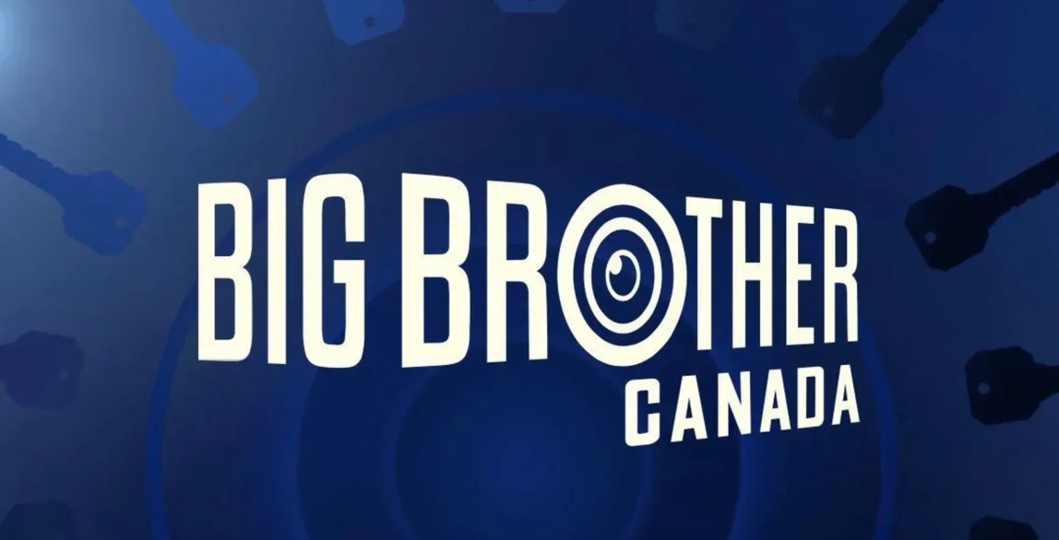 Big Brother Canada logo on a blue background with black microphone icons, representing the reality TV show.