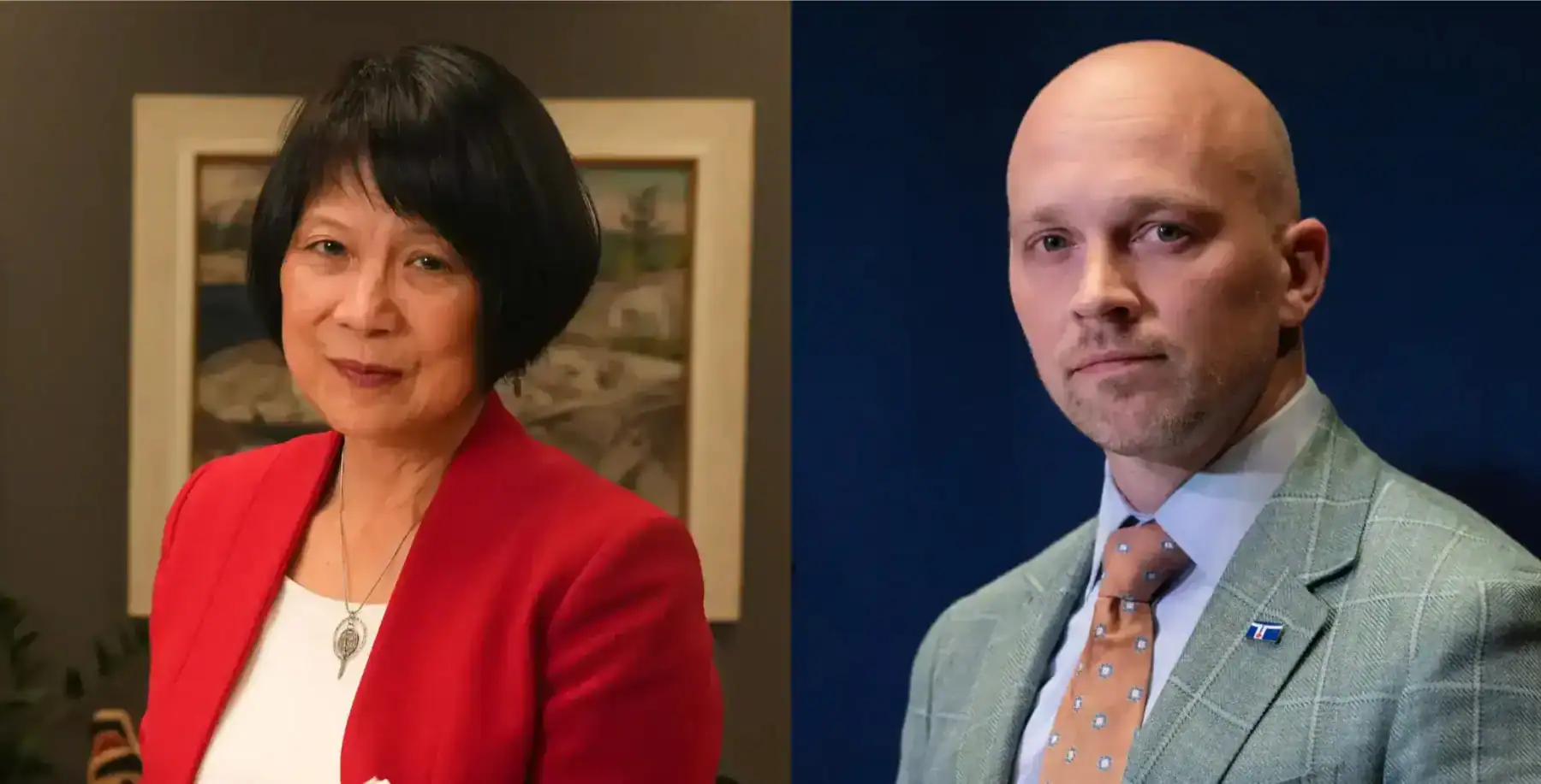Olivia Chow and Brad Bradford in a split image, highlighting Toronto mayoral race dynamics.